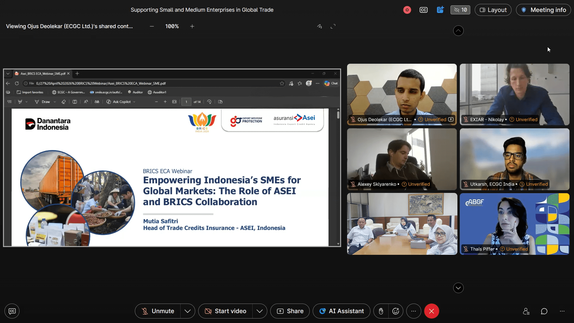 ASEI Berpartisipasi dalam Forum BRICS Bahas Penguatan Dukungan bagi UKM di Perdagangan Global